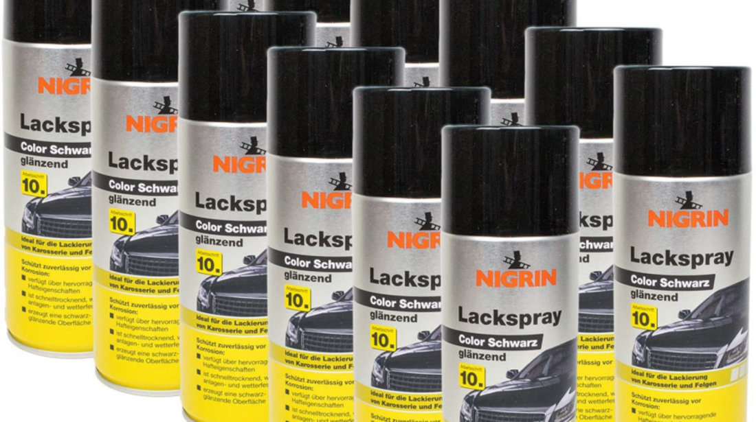 Set 12 Buc Nigrin Spray Vopsea Negru Lucios 400ML 74113