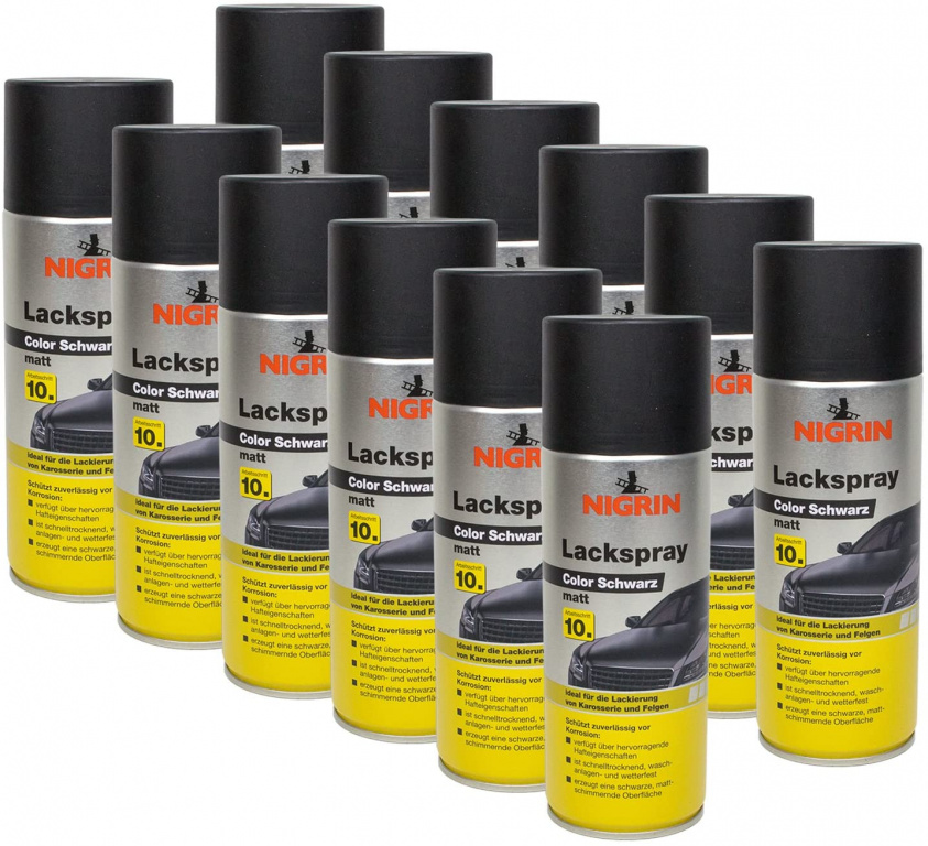 Set 12 Buc Nigrin Spray Vopsea Negru Mat 400ML 74112