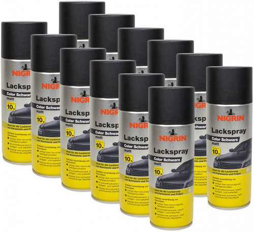 Set 12 Buc Nigrin Spray Vopsea Negru Mat 400ML 74112