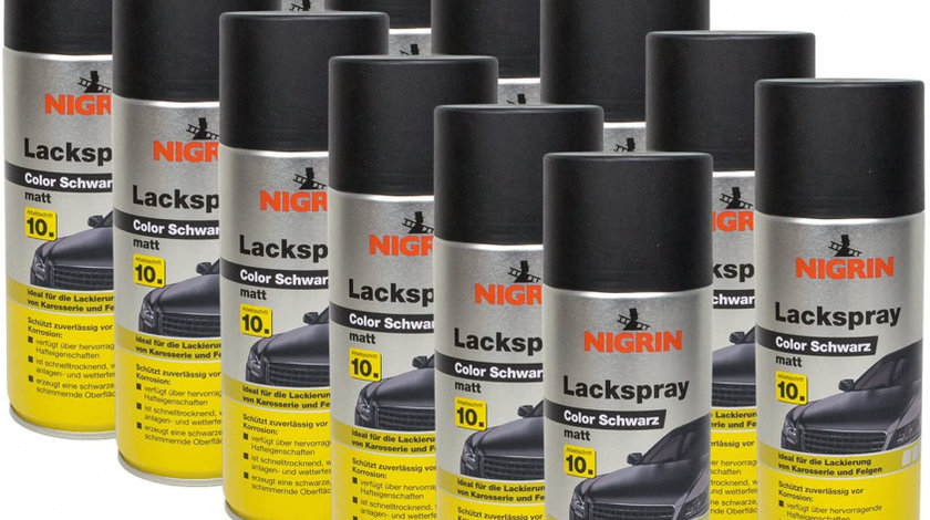 Set 12 Buc Nigrin Spray Vopsea Negru Mat 400ML 74112