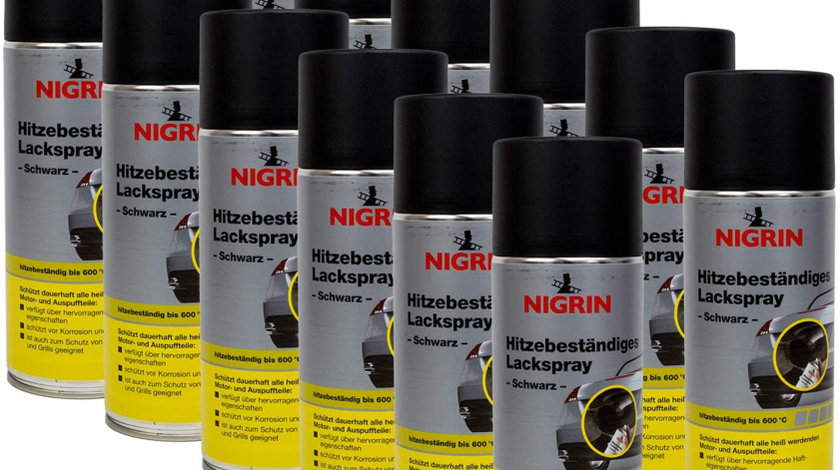 Set 12 Buc Nigrin Spray Vopsea Rezistent Termic Negru 600°C 400ML 74117