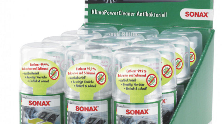 Set 12 Buc Sonax Spray Curatat Instalatie Ac Aer Aid Anti-Bacterial Green Lemon 100ML 323400