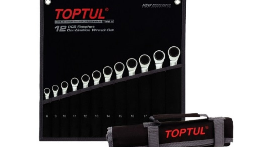 Set 12 chei combinate cu clichet, Toptul 8-19mm