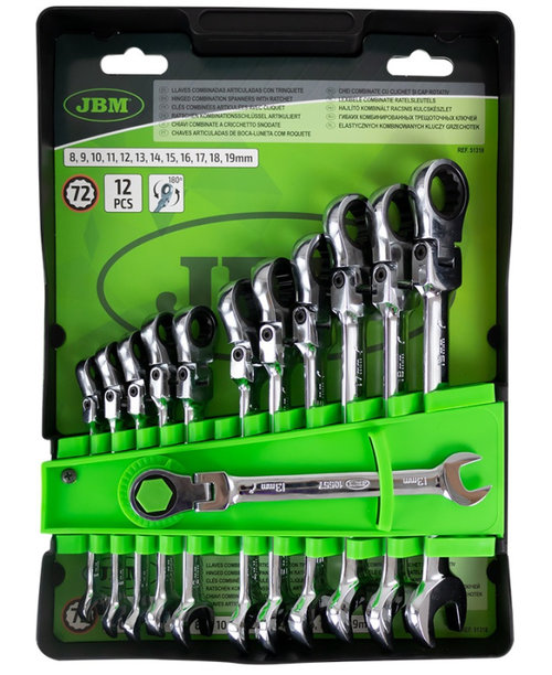 Set 12 Cheie Combinate Cu Clichet Articulate 8-19 mm Jbm 51318