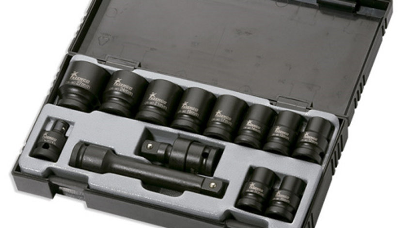 SET 13 PIESE. TUBULARE DE IMPACT DE 1/2` HEX. + ADAPTOR