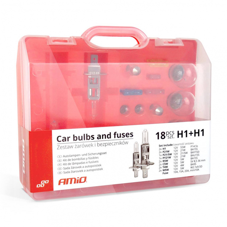 Set 19 Buc Becuri Auto Rezerva 2 X H1 Amio 01495