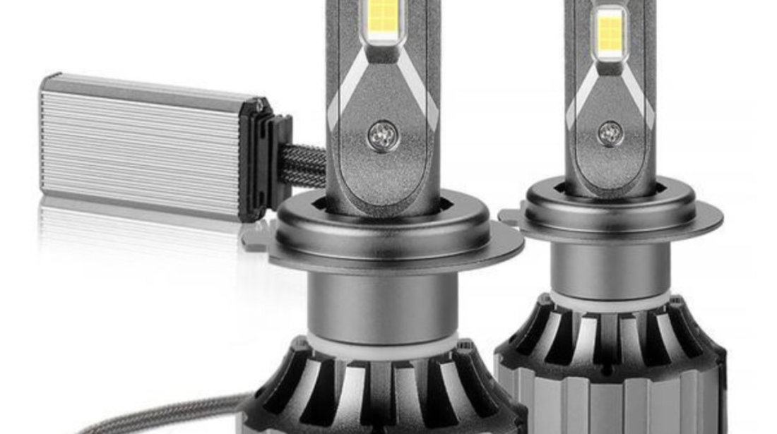 Set 2 Bec LED H7 V20 12000LM Canbus, Alb rece, 120W, +300%