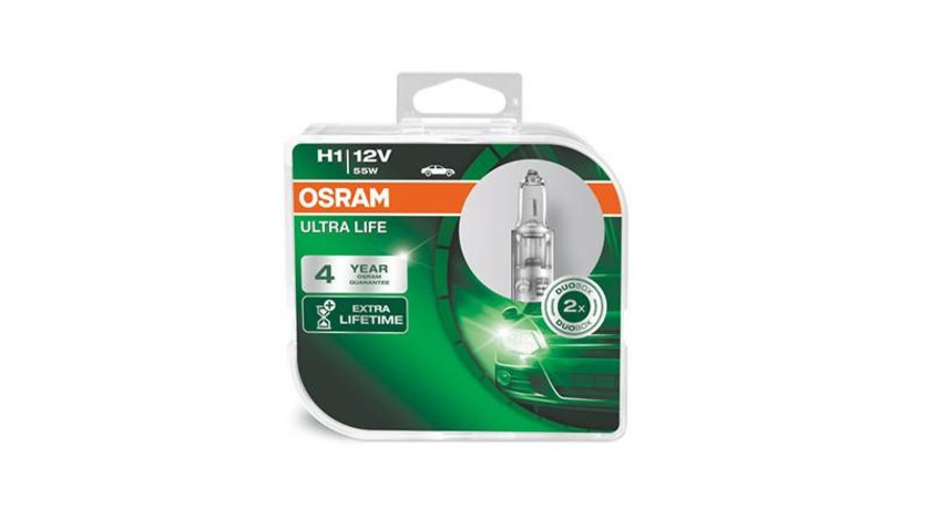 Set 2 becuri 12v h1 55 w ultra life osram UNIVERSAL Universal #6 64150ULT DUO