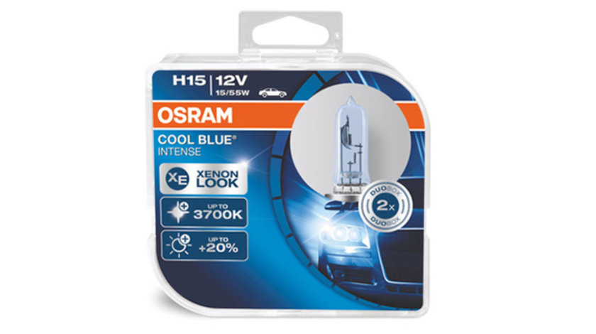 SET 2 BECURI 12V H15 55/15 W COOL BLUE INTENSE OSRAM 64176CBI DUO OSRAM