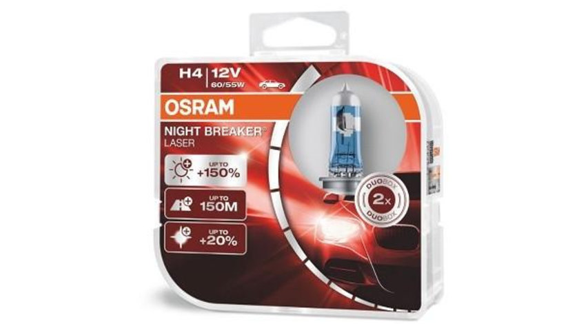 Set 2 becuri 12v h4 60/55 w night breaker laser nextgen +150% osram UNIVERSAL Universal #6 64193NL-HCB