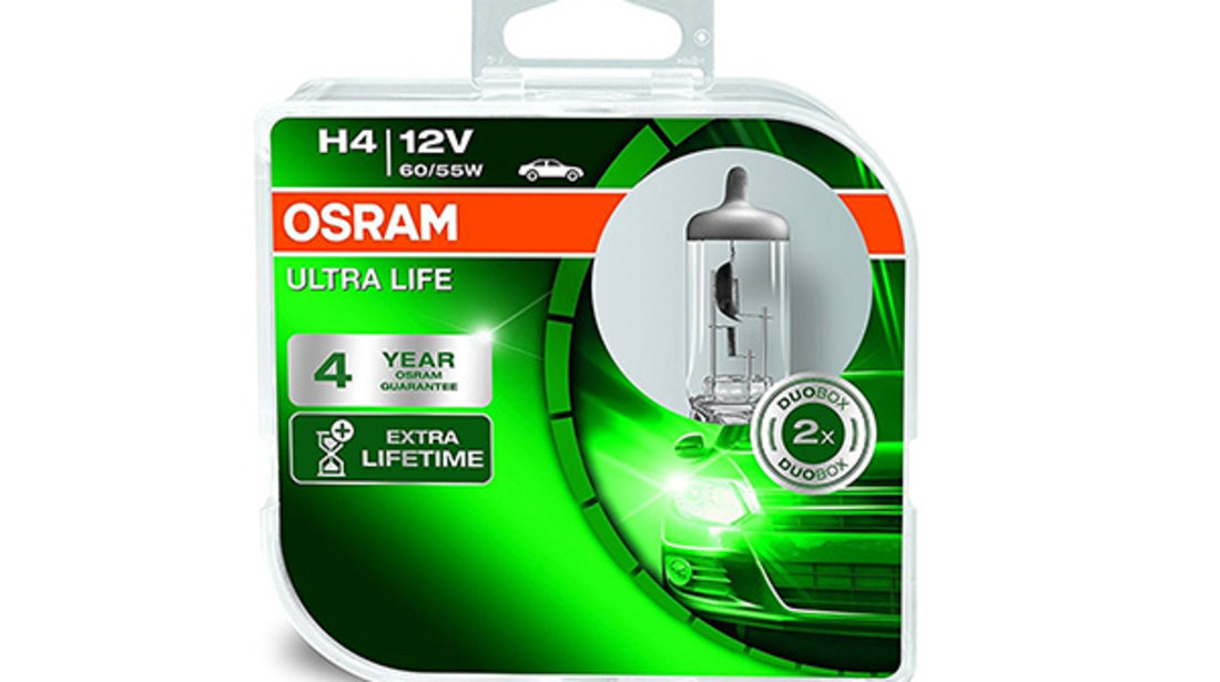 Set 2 Becuri 12v H4 60/55 W Ultra Life Osram 64193ULT DUO