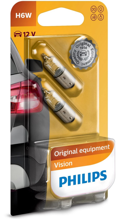 Set 2 Becuri 12v H6w Bax9s (blister) Vision Philips 12036B2