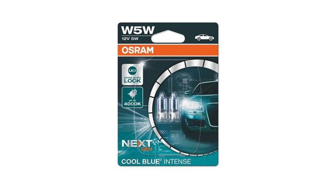 Set 2 becuri 12v w5w cool blue intense nextgen blister osram UNIVERSAL Universal #6 2825HCBN-02B