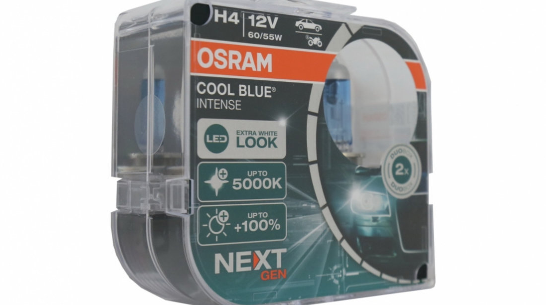 Set 2 Becuri Auto Halogen NEXT GEN Osram Cool Blue Intense H4 64193CBN-HCB 12V 64193CBN-HCB