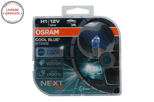 Set 2 Becuri Auto Halogen NEXT GEN Osram Cool Blue Intense 64150CBN-HCB H1 12V
