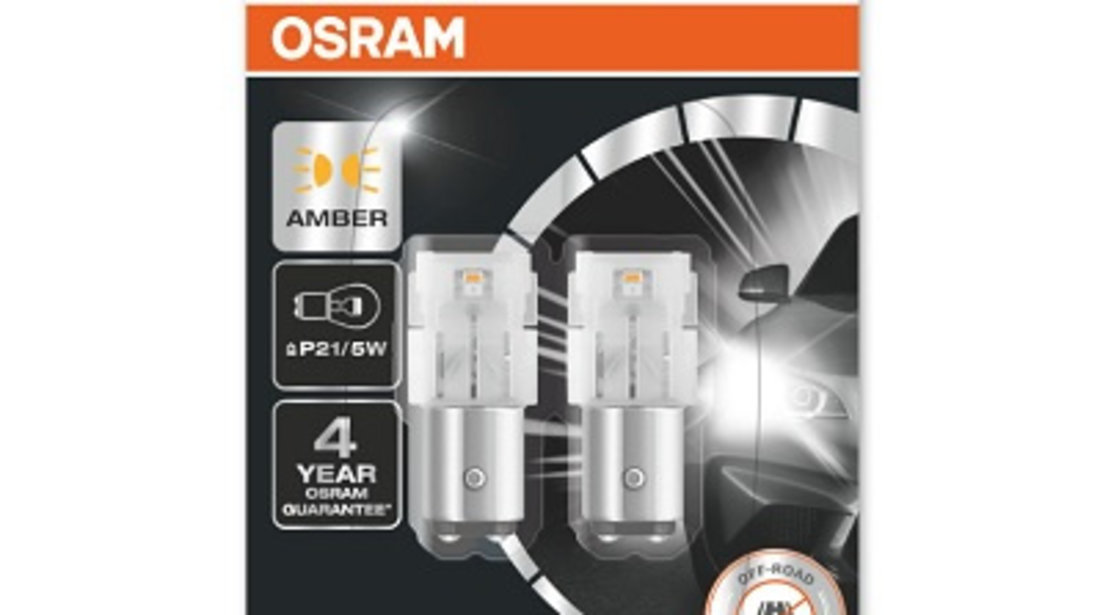 SET 2 BECURI AUXILIARE CU LED 12V (P21/5W) AMBER BLI OSRAM 7528DYP-02B OSRAM