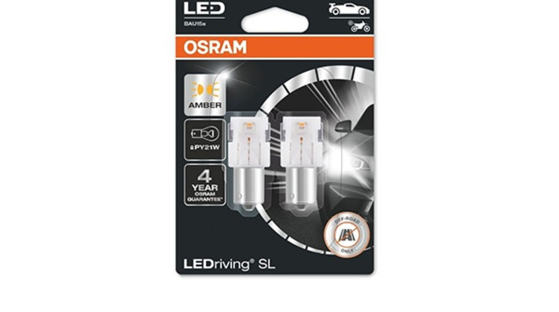 Set 2 Becuri Auxiliare Cu Led 12v (py21w) Amber Bli Osram 7507DYP-02B