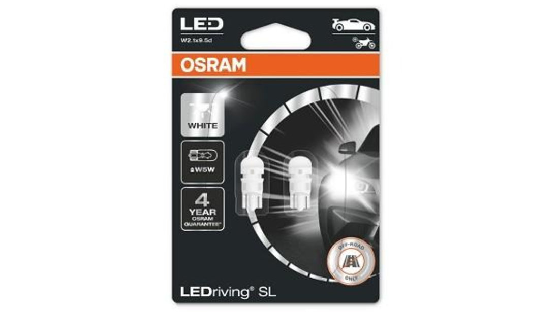 Set 2 becuri auxiliare cu led 12v (w5w) white 6000k bli osram UNIVERSAL Universal #6 2825DWP-02B