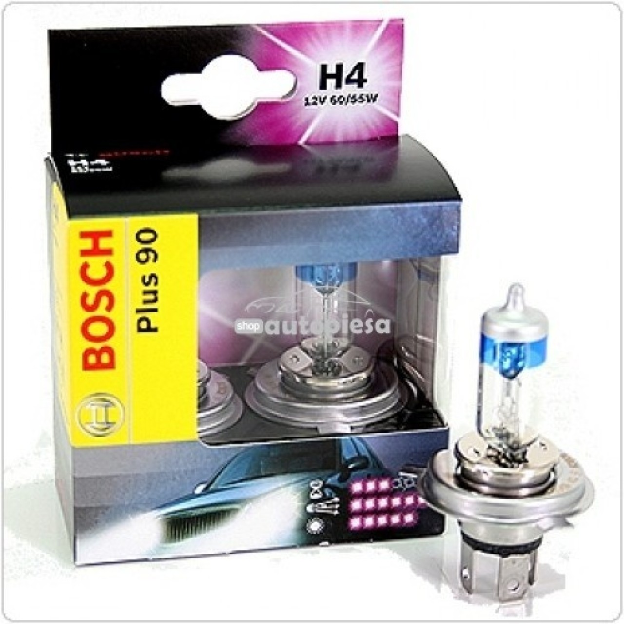 Set 2 becuri Bosch H4 Plus 90 12V 60/55W 1 987 301 074 piesa NOUA