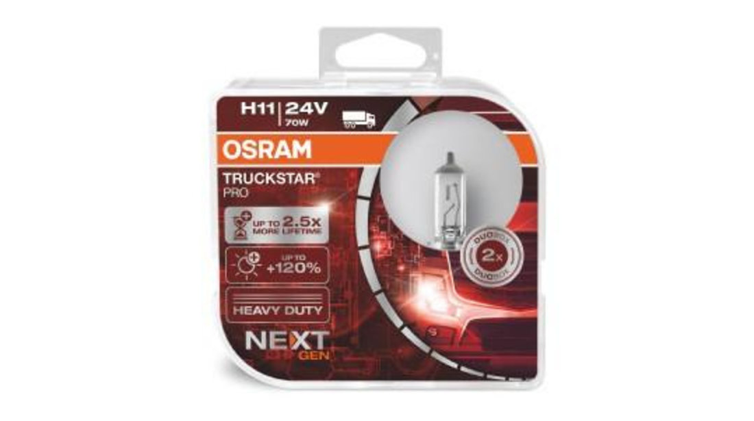 Set 2 becuri camion 24v h11 70 w truckstar pro +120% nextgen osram UNIVERSAL Universal #6 64216TSP-HCB