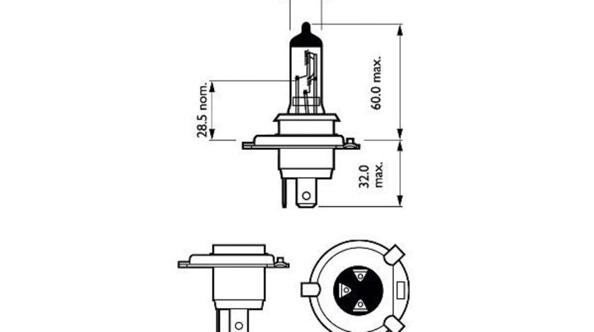 Set 2 becuri far h4 p43t 60/55w 12v vision plus philips UNIVERSAL Universal #6 12342VPS2