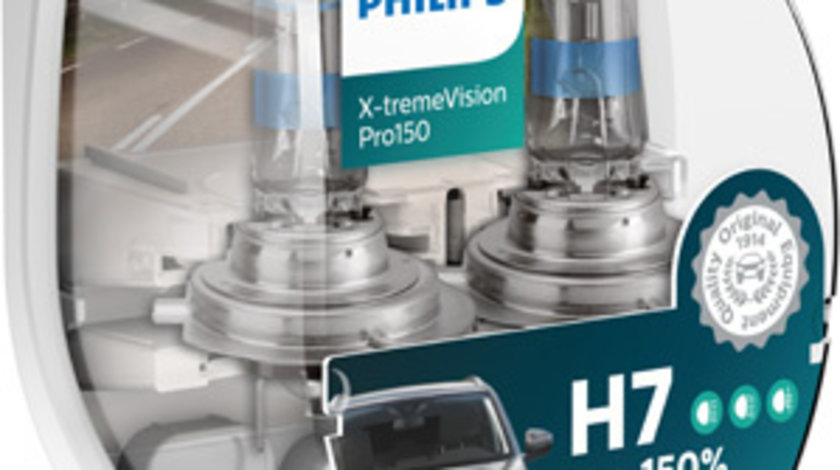 SET 2 BECURI FAR H7 55W 12V X-TREME VISION PRO150 PHILIPS 12972XVPS2 PHILIPS