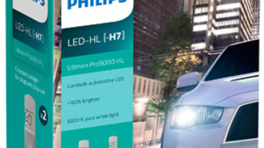SET 2 BECURI FAR LED H7 12/24V 15W Ultinon Pro5000 HL PHILIPS