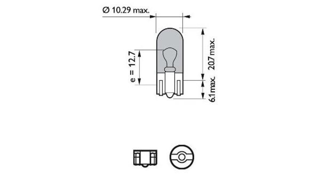 Set 2 becuri fara soclu w5w 12v (blister) white vision ultra philips UNIVERSAL Universal #6 12961WVUB2