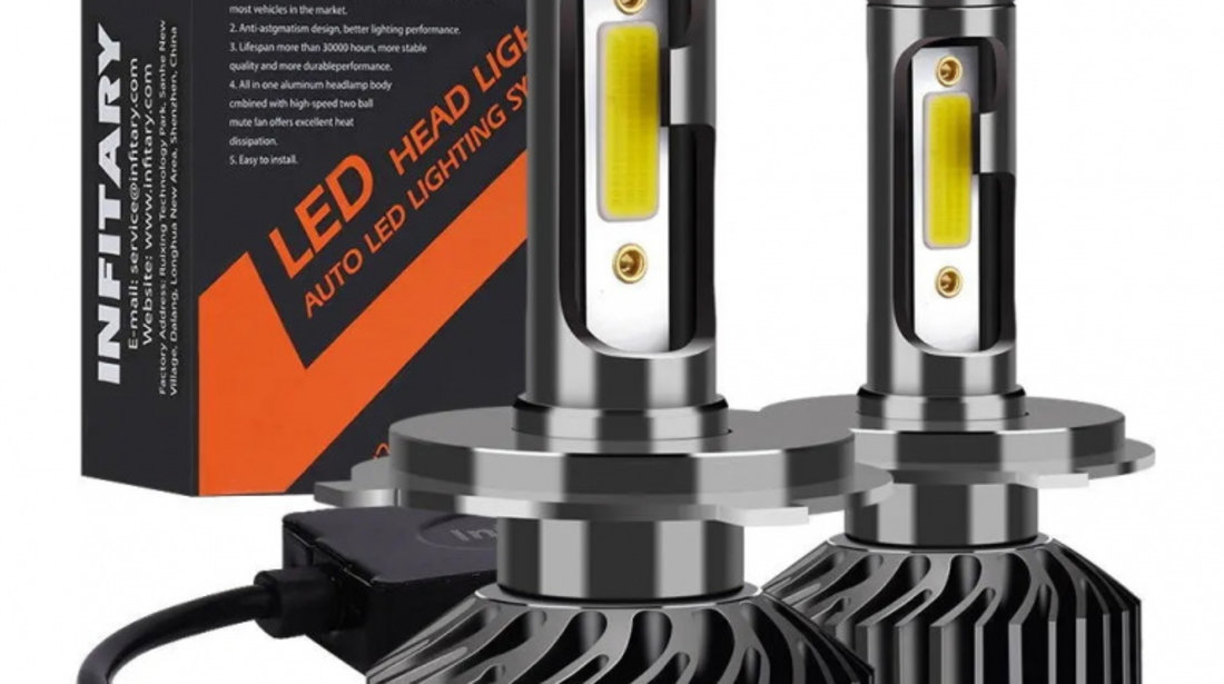 Set 2 Becuri Led Auto H4 Canbus F2-H4 COB