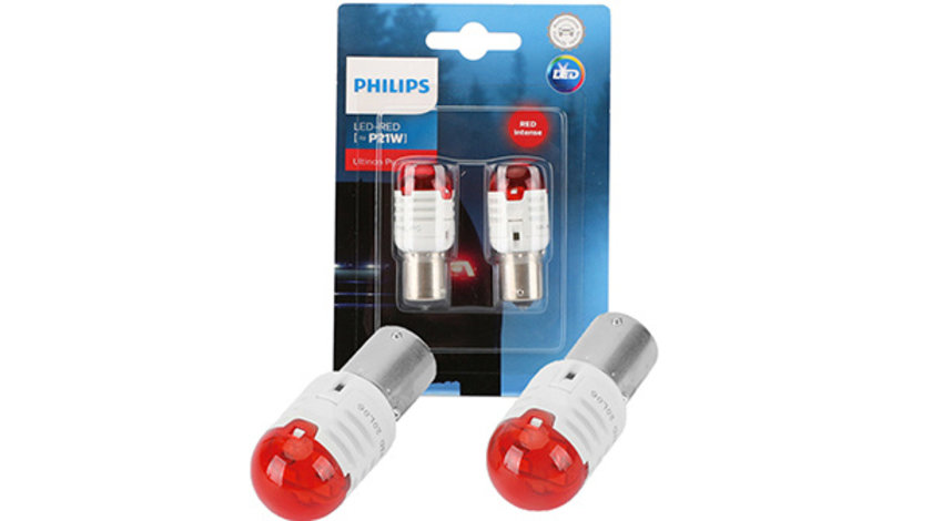 SET 2 BECURI LED EXTERIOR 12V P21 RED BA15S ULTINON PRO3000 SI PHILIPS 11498U30RB2 PHILIPS