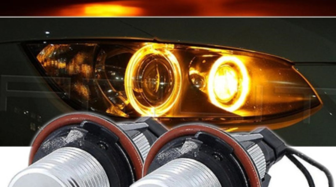 Set 2 Becuri Led Marker Angel Eyes Bmw E39 E60 E61 E39 E63 E64 E65 E66 E83 X5, Galben KRU164