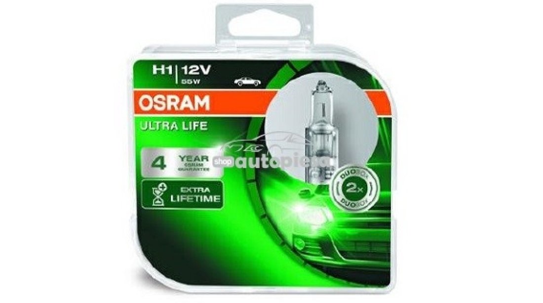 Set 2 becuri Osram H1 Ultra Life 12V 55W 64150ULT-HCB piesa NOUA