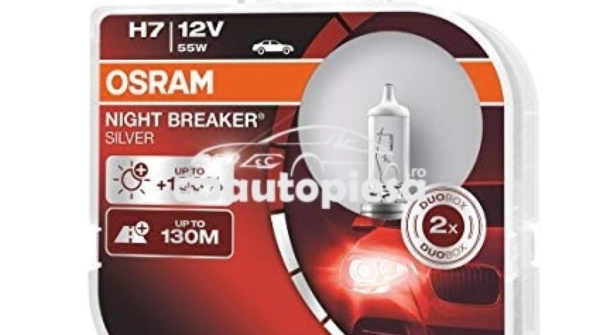 Set 2 becuri Osram H7 Night Breaker Silver (+100% lumina) 12V 55W 64210NBS-HCB - produs NOU