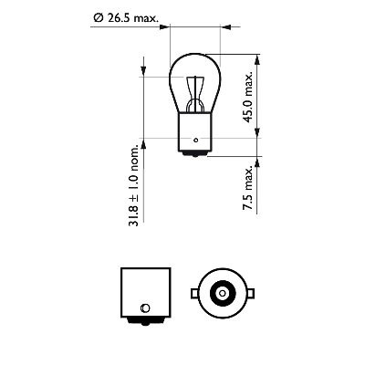 SET 2 BECURI P21W 12V BA15S BLISTER PHILIPS 12498B2 PHILIPS