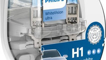 Set 2 becuri Philips H1 WhiteVision Ultra 12V 55W ...