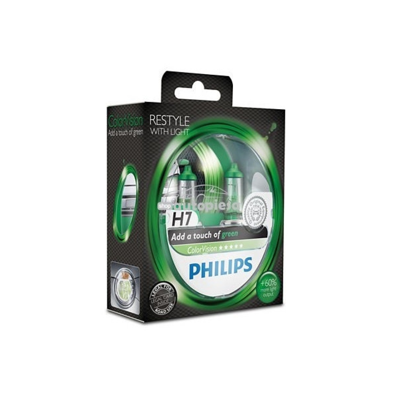 Set 2 becuri Philips H7 ColorVision verde 12V 55W 12972CVPGS2 piesa NOUA