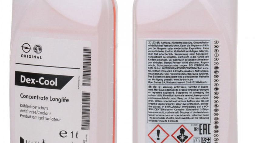 Set 2 Buc Antigel Concentrat Oe Opel Dex-Cool Concentrate Longlife G12 1L 1940663