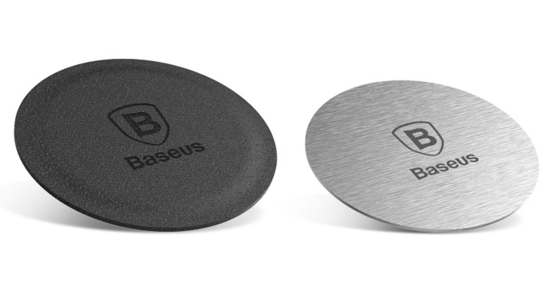 Set 2 Buc Baseus Magnet Iron Suit Placi Metalice Autoadezive Pentru Suporturi Telefon Magnetice Pentru Mașină, Argintiu ACDR-A0S