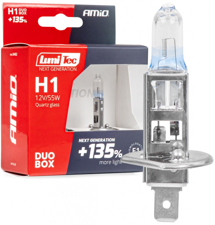 Set 2 Buc Bec Amio H1 12V 55W LumiTec Next Generation +135% DuoBox 04402