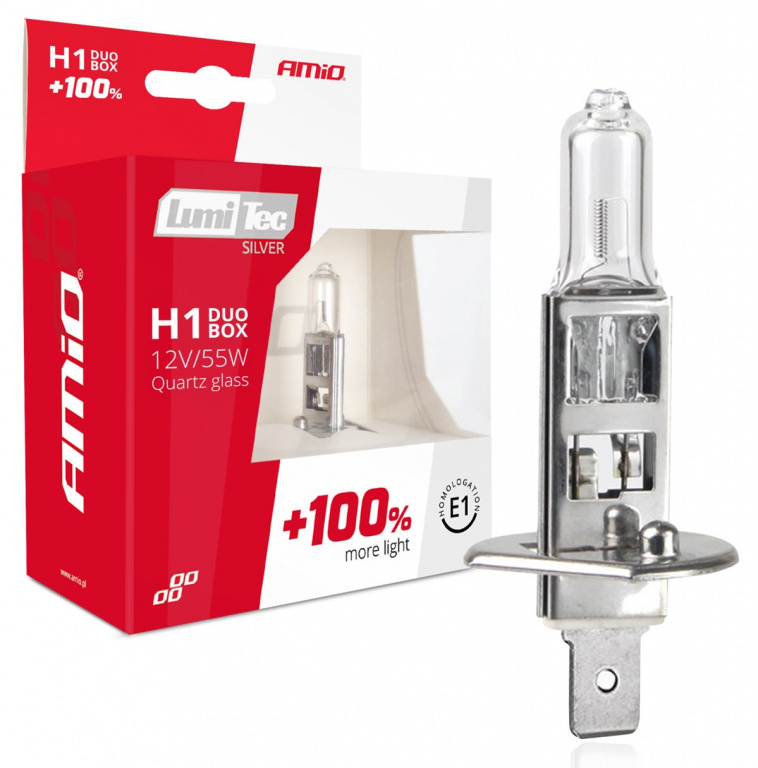 Set 2 Buc Bec Amio H1 12V 55W LumiTec Silver +100% Duo 01401