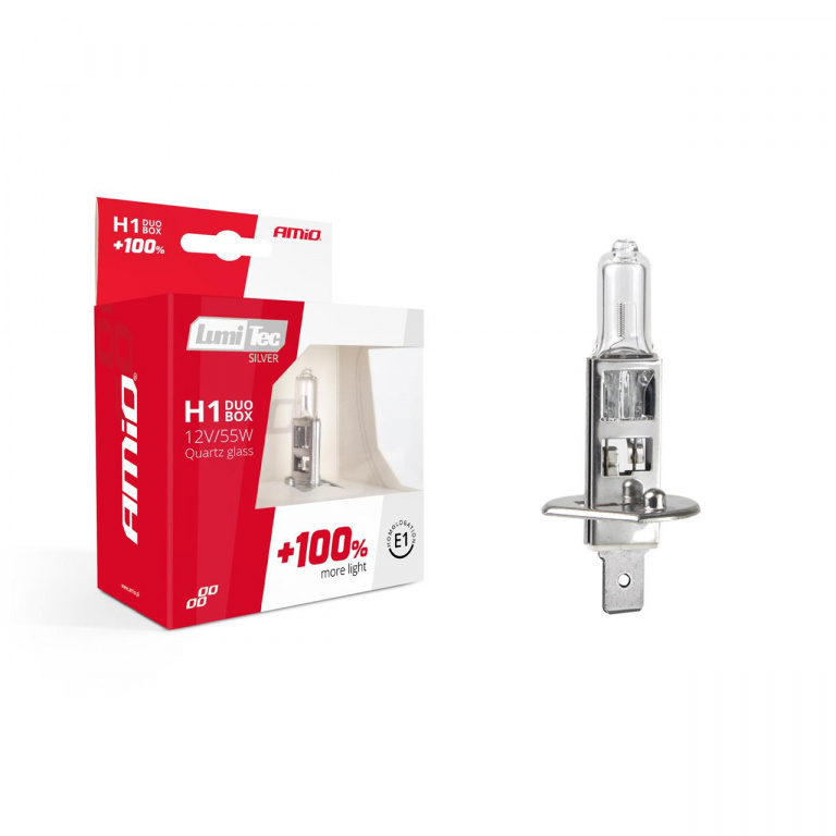 Set 2 Buc Bec Amio H1 12V 55W LumiTec Silver +100% Duo 01401