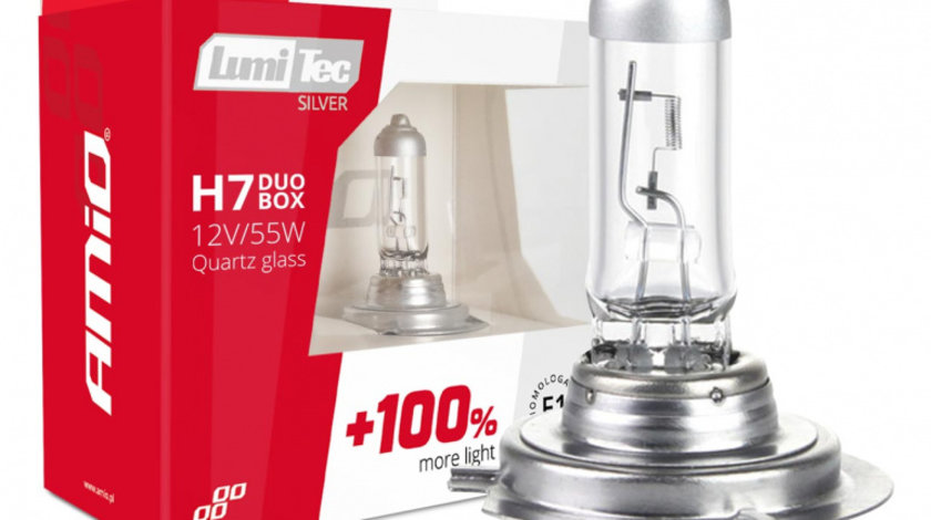 Set 2 Buc Bec Amio H7 12V 55W LumiTec Silver +100% Duo 01403