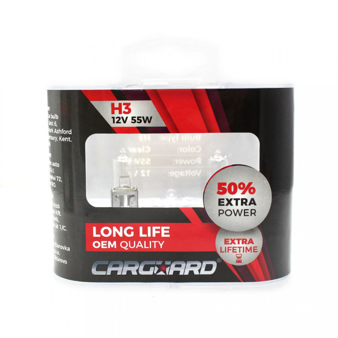 Set 2 Buc Bec Carguard H3 12V 55W +50% Intensitate Long Life BHA012