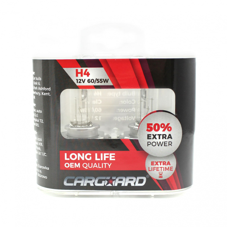 Set 2 Buc Bec Carguard H4 12V 60/55W +50% Intensitate Long Life BHA013