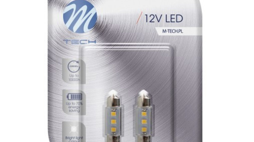 Set 2 Buc Bec Led M-Tech C5W 12V SV8,5-8 Alb LB090W