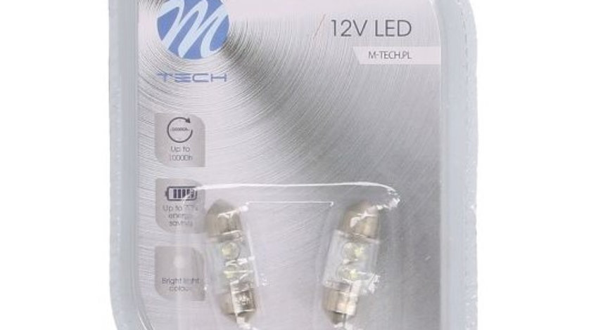 Set 2 Buc Bec Led M-Tech C5W 12V SV8,5-8 Alb LB025W