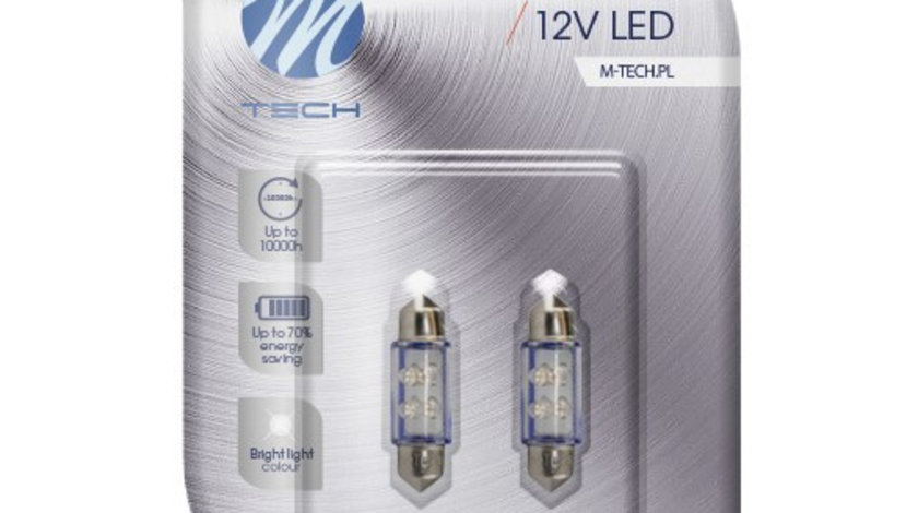 Set 2 Buc Bec Led M-Tech C5W 12V SV8,5-8 Albastru LB043B