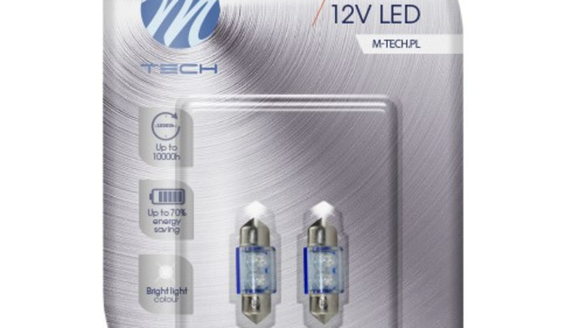 Set 2 Buc Bec Led M-Tech C5W 12V SV8,5-8 Albastru LB025B