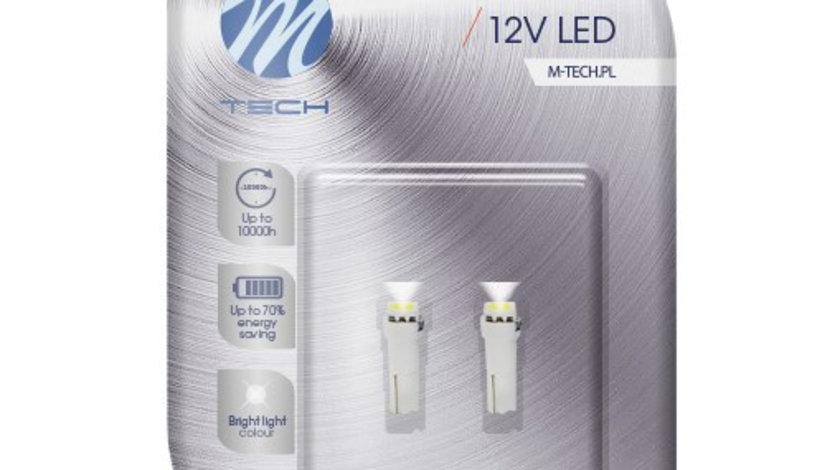 Set 2 Buc Bec Led M-Tech T5W 12V W2X4,6D Alb LB053W