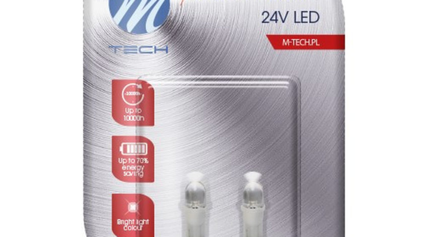 Set 2 Buc Bec Led M-Tech W5W 24V W2,1X9,5D Alb LB910W